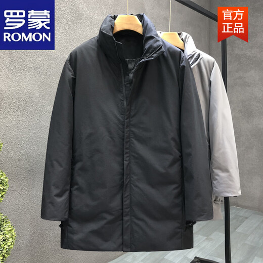 ROMON Легкий деловой простой пуховик средней длины, Мужская модная брендовая утепленная теплая куртка 2026, новый зимний мужской топ черного цвета L