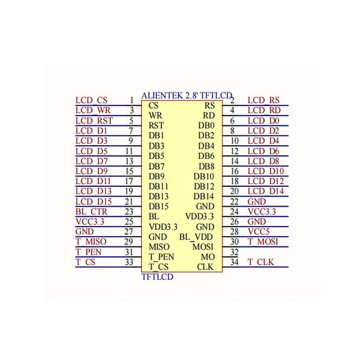 Pantalla MCU pantalla resistiva Zhengdian Atom Módulo LCD TFT de 2,8 pulgadas Pantalla LCD táctil Pantalla 320*240 Pantalla de 2,8 pulgadas (pantalla resistiva, 240*320)
