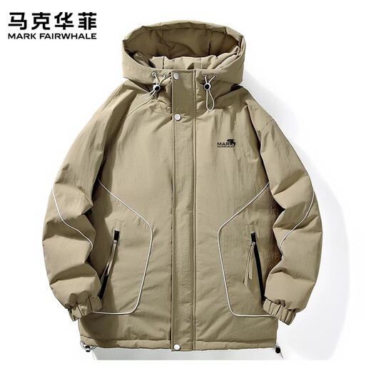 MARK FAIRWHALE Американский повседневный мужской пуховик в стиле ретро 2025 года, зима, новый свободный теплый и удобный модный брендовый топ, флуоресцентно-зеленый, 50% белого утиного пуха, рекомендуется 6XL 240-260Jin Jin равен 0,5 кг