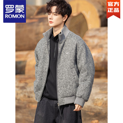 罗蒙（ROMON）90白鸭绒立领羽绒服2025冬季新款老钱风男士短款外套高级感羽绒衣 咖色 L 【130-145斤，充绒80g】