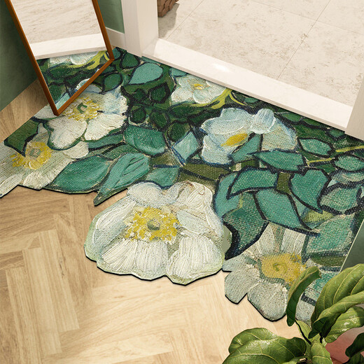 Fantasy entrance door floor mat household PVC door mat door mat entry wipeable no-wash leather foot mat foyer carpet Van Gogh series horizontal version Rudbeckia 80x120cm
