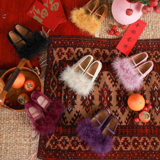 UTOUTO Big Ear Elephant Girls' Furry Velvet Shoes 2025 Winter New Style Baoer Girls Fashion Shoes 2502029 Pink 23 Inner Length 15.5cm