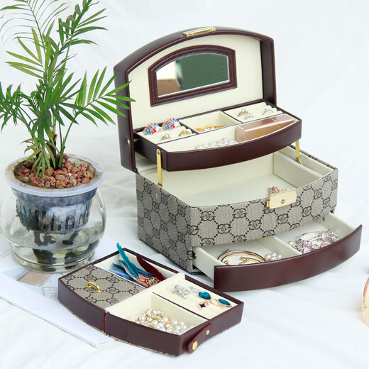 Yusenyi Jewelry Box Princess Cute Jewelry Box Jewelry Storage Box Quality Locked Gift 004 Rice White + European Tissue Box