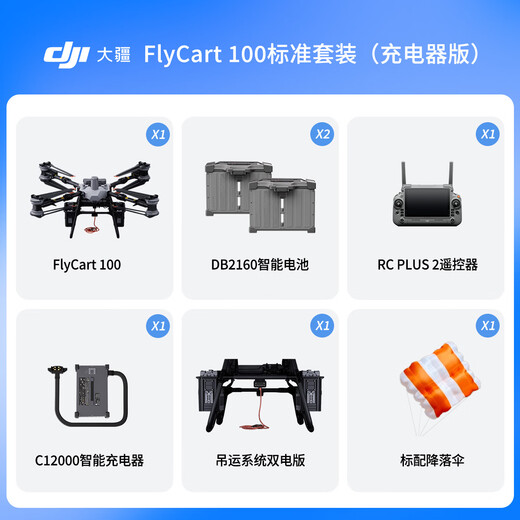 DJI drone DJI large load capacity FC100 drone FlyCart100 standard set 80kg transport aircraft dual battery long endurance standard parachute (charger version)