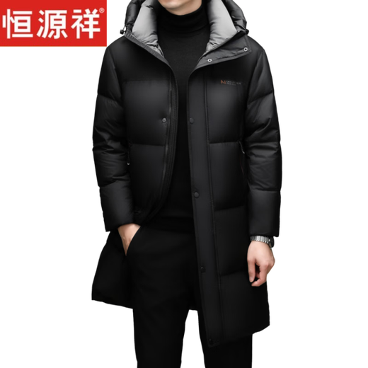 Hengyuanxiang Winter Down Jacket Men's Mid-Length Fashion Casual Thickened Warm Trendy Brand 2026 New Men's Jacket Black M 170