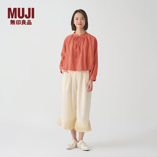 MUJI MUJI IDEE Women's Twisted Long Sleeve Shirt Women's Undershirt Spring and Autumn GAD04C4S Red L (165/88A)