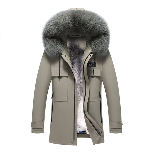 CHEVALPES international first-line brand 2025 new winter parka men's short mink liner with fur integrated mink fur black fox fur collar + mink liner L 175