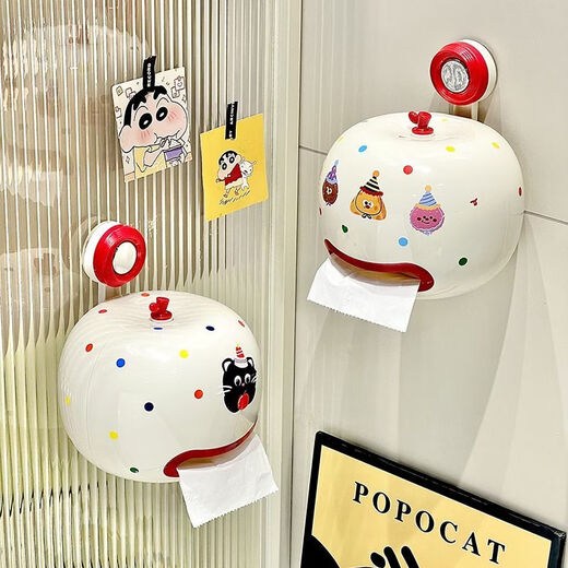 Fantasy Light Luxury Suction Cup Tissue Storage Box No Punching Home Bathroom Wall-mounted Storage Box Bathroom Portable Paper Box Apple Suction Cup Bear Model