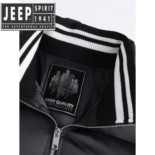 JEEP SPIRIT Зимняя куртка-пуховик с воротником-стойкой Мужская короткая утолщенная зимняя куртка на утином пуху Молодежная мода Модный пуховик черного цвета 3XL