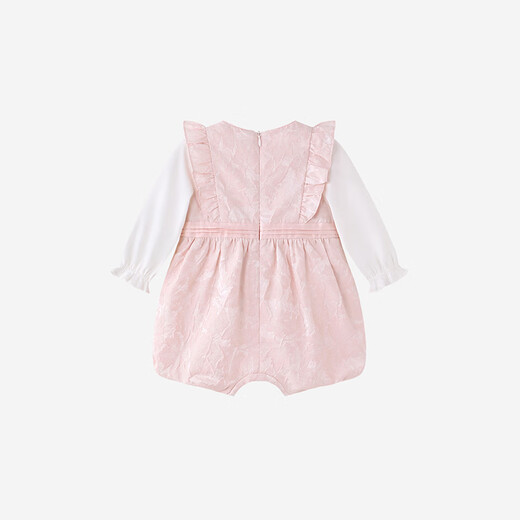 YEEHOO shopping mall same style baby jumpsuit for girls, long-sleeved jumpsuit, cute baby clothes, spring and summer romper, light pink color 66cm