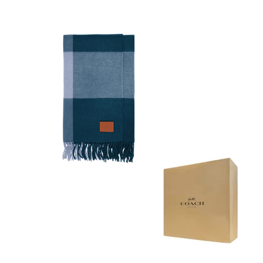 COACH Wool Wool Scarf Unisex Couple Style Blue Default F