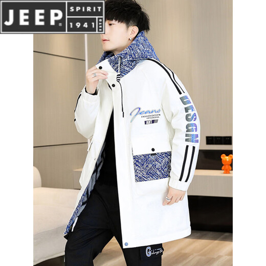 JEEP SPIRIT2025冬季新款加绒外套男中长款风衣帅气男装休闲棉衣派克服 88612S黑灰色【品质保证】 M 105斤以下