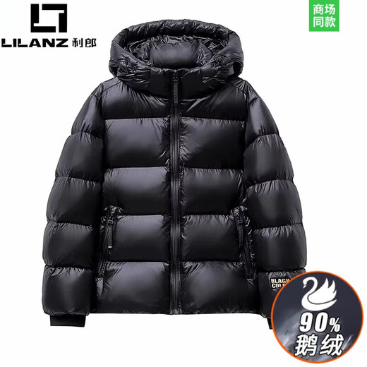 LILANZ High-end Winter Black Gold Down Jacket Men's Short Winter Couple Couple Mid-Length Goose Down Jacket Women's Jacket Winter Black Short High Quality 90 Goose Down S 80-100Jin Jin is equal to 0.5 kg