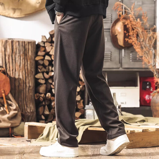 Jay Leno American retro heavyweight starry sky tweed casual sweatpants men's winter thick fashion brand straight pants men's loose trousers dark coffee M suitable for 115-130Jin Jin equals 0.5 kg