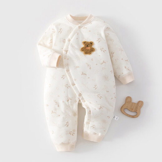 JOYNCLEON Baby Winter Warm Thickened Jumpsuit, Baby Padded Jumpsuit, Spring and Autumn Outdoor Clothes, Infant and Toddler Clothes, 40g Cotton Jumpsuit, Christmas Bear, 80cm, 9-12 months, recommended weight 8.5-10kg