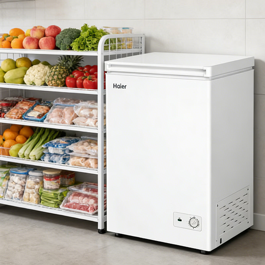 Haier Freezer 200 liters 300 liters large capacity full freezing energy saving ultra-low temperature quick freezing no need for frequent defrosting household small freezer freezer new level energy efficiency refrigeration dual use 100 liters white 140Jin Jin equals 0.5kg meat length 0.54m