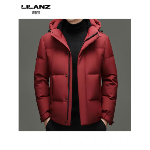 LILANZ new winter men's white duck down hooded warm jacket for young and middle-aged business casual long down jacket men bean green yr9872 14XL (190)