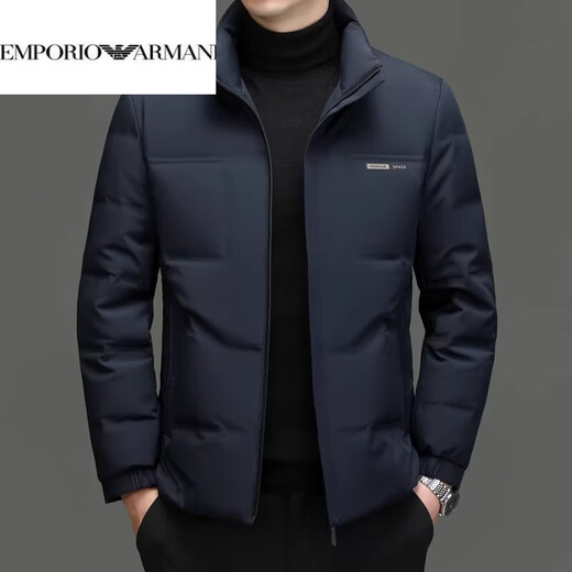 EMPORIO ARMANI Armani новый зимний пуховик модный повседневный воротник-стойка утолщенный мужской ветрозащитный и теплый мужской черный XL 175 110-125Jin Jin равен 0,5 кг