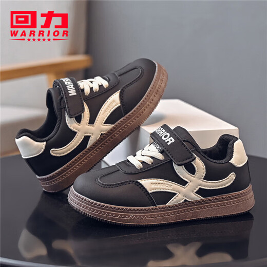 Pull back children's shoes children's low-top sports shoes 2026 spring new breathable boys' sneakers girls lightweight retro shoes black rice 26 inner length about 16.8cm