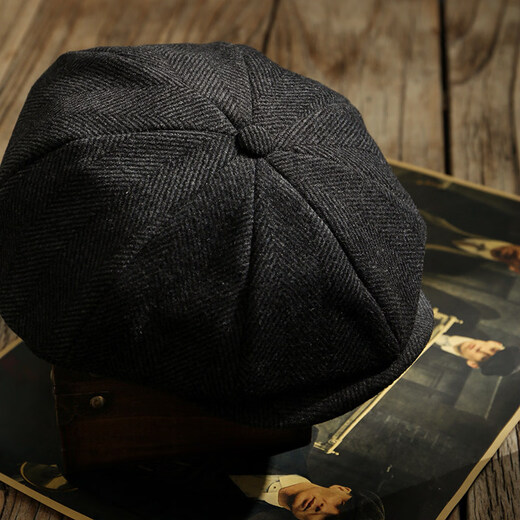 San Rodeo marching hat newsboy hat retro octagonal hat big head circumference Shelby Peaky Blinders hat British painter beret gray herringbone pattern (wool style) M (55-57cm suitable for ordinary b