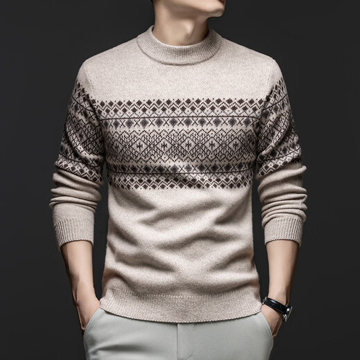 Wirpta high-end brand jacquard cardigan for men spring and autumn new half turtleneck sweater fashionable thickened sweater casual design cirrus thickened (ready in stock) M 105