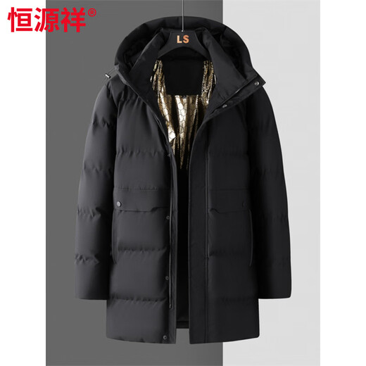 Hengyuanxiang Winter Medium and Long Size Down Men's Warm and Casual Thickened Fatty Long Version Jacket Men's Khaki L 120Jin Jin is equal to 0.5 kg