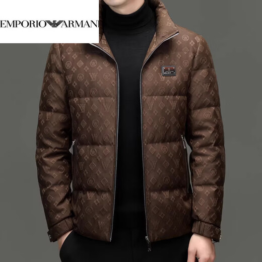 EMPORIO ARMANI阿玛尼2025年冬季新款男士白鸭绒商务休闲时尚纯色保暖羽绒服男外 咖啡色 2XL 建议150-170斤