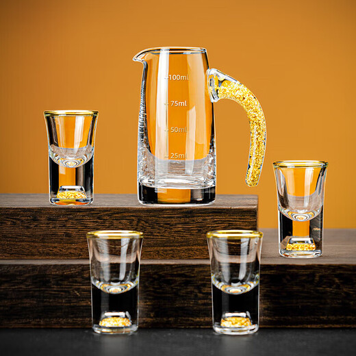 Tuojin German imported high-quality glass liquor cup scale wine divider household Chinese small wine cup one cup wine cup wine pot 6 pots 6 cups cup + scale with handle wine divider + cup