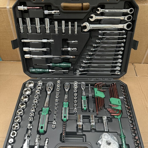 He Jiagong Germany imported 216-piece auto repair tool set, ratchet wrench set, 121-piece 72-tooth auto repair model, blue edge