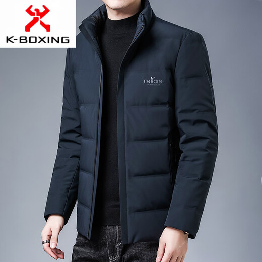 KBXNG Jinba 2025 white duck down jacket men's jacket middle-aged and elderly warm winter thickened casual stand-up collar short down 315 black M 170