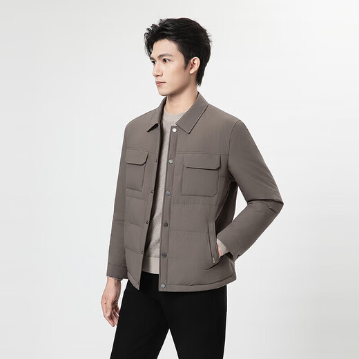 Goldlion Shopping Mall Autumn and Winter Men's Down Jacket Lapel Workwear Antibacterial Business Casual Jacket for Men Brown-77 S