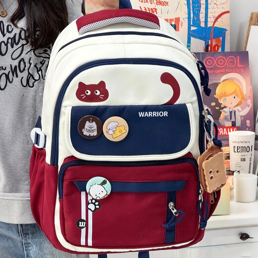 Warrior schoolbag for primary school girls in grades three to six, junior high school students with good looks, large capacity, lightweight backpack, student backpack, dark blue