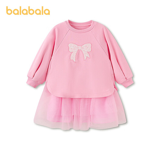 BALABALA balaOne children's clothing children's dress girls 2026 new spring sweatshirt mesh skirt red tone 00366 90