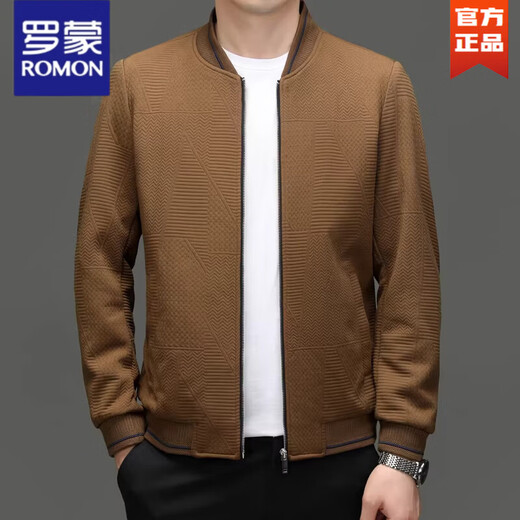 ROMON Jacket Men's 2026 Spring and Autumn New Fashion Simple Baseball Jacket Top Business Casual Jacket Men's 82321-J2288 Gray XL 126-140Jin Jin equals 0.5 kg