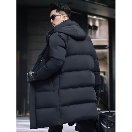 GUSKI Luxury High-end Brand Down Jacket Men's Autumn and Winter New Thick Warm Mid-Length Over-the-Knee Winterproof Jacket Black - Exquisite Gift Box M 170