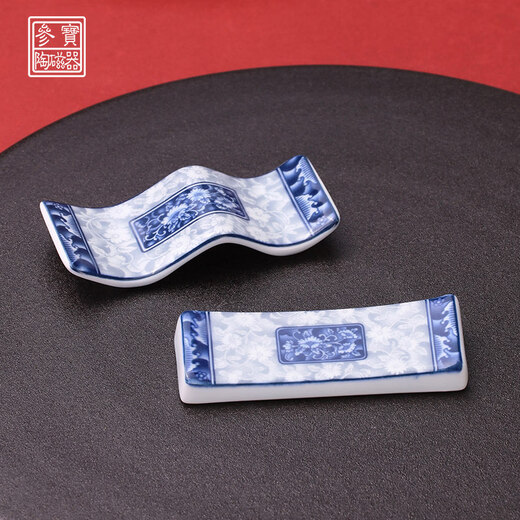 Aoyanlai underglaze Chinese blue and white porcelain household rice spoon ceramic small spoon small spoon chopstick holder large spoon small spoon_four pack