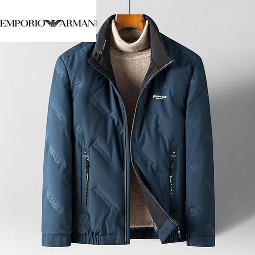 EMPORIO ARMANI阿玛尼羽绒服男士保暖立领上衣冬季新款男装商务休闲潮流白鸭绒轻 绿色 XL 180 建议体重130-150斤
