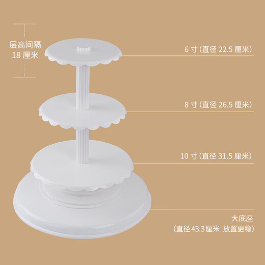 Aoyanlai cake stand multi-layer birthday wedding gift dessert display stand thickened 3680-layer birthday cake display stand white three-layer placement (6-8-10 inches)_spacing 18cm