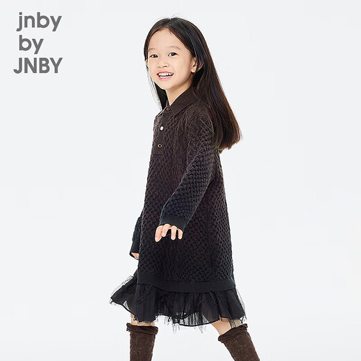 Jnby by JNBY new Jiangnan cloth children's clothing long-sleeved sweater dress A-type polo collar 26 spring girls 1Q1G13350 201/dark coffee 120 cm