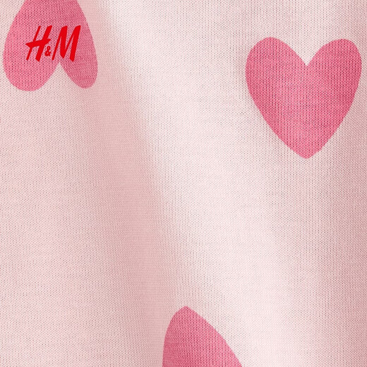 H&M 2026 new spring children's clothing baby girl printed one-piece pajamas 1200792 light pink/heart-shaped 66cm 66/48 (4-6M)