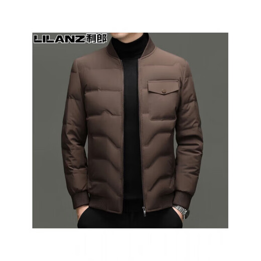 LILANZ Men's Lightweight Down Jacket New Middle-aged Fashionable Casual Versatile Warm and Coldproof Lapel Jacket for Men Brown 14XL (195)