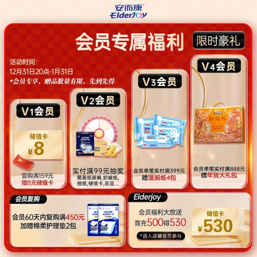 Elderjoy comfortable and dry adult diapers M80 pieces, hip size 80-105cm, adult diapers, skin-friendly for the elderly