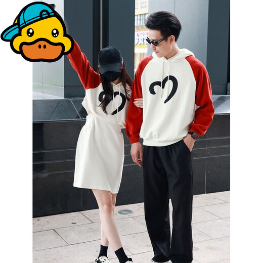 G.duck high-end street parent-child clothing autumn and winter clothing family of three mother and daughter dress family clothing baby father and son hooded sweatshirt red/apricot 120 girls dress 120