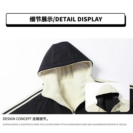 Delhui Cotton Jacket Men's Winter Fashion Simple Casual Versatile Windproof Warm Reversible Jacket Dark Gray XL