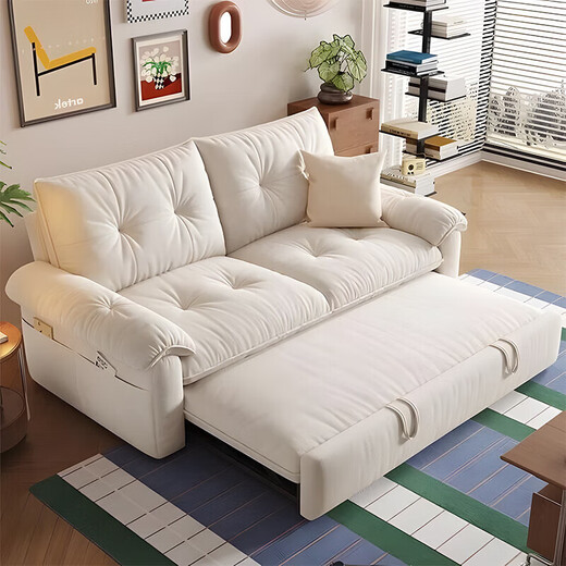 Faith Laile folding sofa sheets double guest bedroom retractable bed small apartment cloud sofa multi-functional removable and washable sofa moon curtain white 1.2m single seat removable and washable