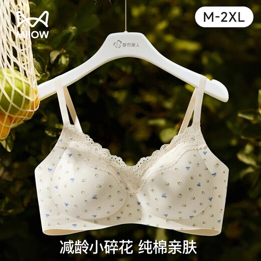 Catman Small Breast Gathering Soufflé Floral Girly Cute Underwear Women's Seamless Pull-Up Teen Bra