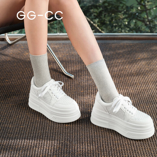 GG-CC pure white minor spring new trendy woven thick-soled white shoes women's casual shoes G26U8134 white 35