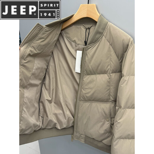 JEEP SPIRIT Winter New Men's Baseball Collar Down Jacket American Trendy Versatile Loose Thick Warm White Duck Down Jacket Men Champagne Color (High Quality Down Jacket) L Recommendation 100-115Jin Jin equals 0.5 kg