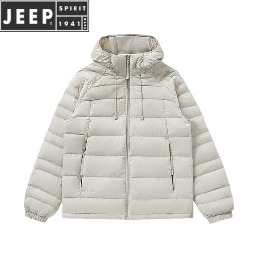 JEEP SPIRIT90白鸭绒轻薄排骨羽绒服短款2025新款男女情侣冲锋衣内胆连帽外套 LYN7523男黑色 M (男95-115.女85-100斤)