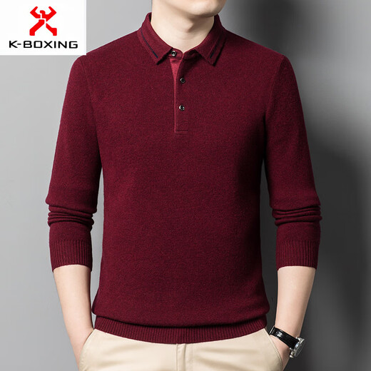 KBXNG Jinba business men's wool sweater 2025 autumn and winter new full wool sweater men's lapel warm business men's black M 170